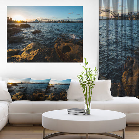 Sunset at Opera House Sydney - Large Seashore Canvas Print
