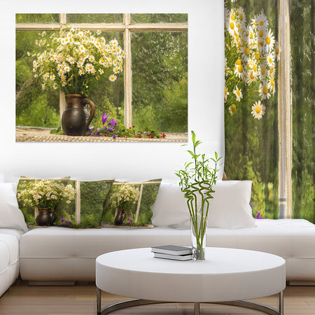 Still Life Bouquet of Chamomiles - Modern Landscape Wall Art Canvas