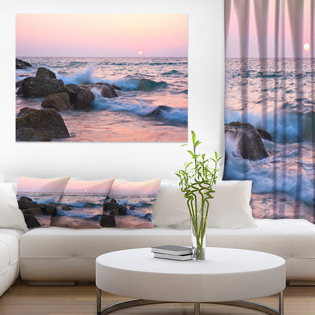 Rocky Coast with Foam Waves - Large Seashore Canvas Print