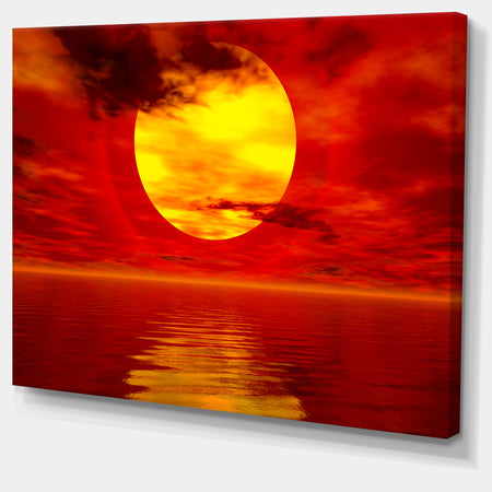Golden Sun Sinking in Red Waters - Large Seashore Canvas Print