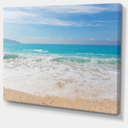 White Waves Kissing Beach Sand - Large Seashore Canvas Print