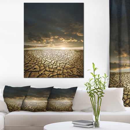 Drought Land under Cloudy Skies - Modern Landscape Wall Art Canvas