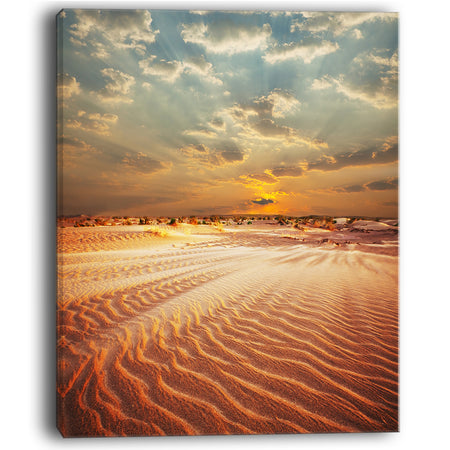 Red Desert under Blue Cloudy Skies - Modern Landscape Wall Art Canvas