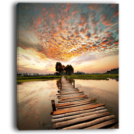 Makeshift Wooden Pier Over River - Sea Bridge Canvas Wall Artwork