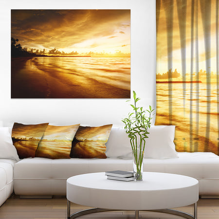 Fascinating Caribbean Beach in Yellow - Seashore Canvas Wall Art