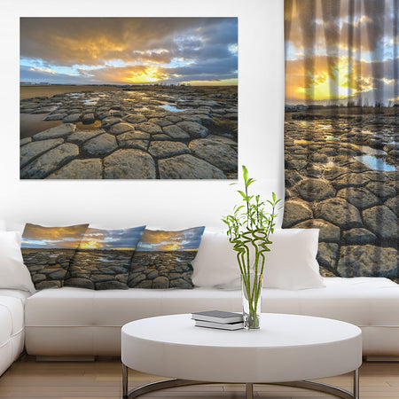 Kirkjugolf Church Floor at Sunrise - Seashore Canvas Wall Art