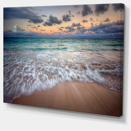 Waves Crashing Serene Seashore - Seashore Canvas Wall Art