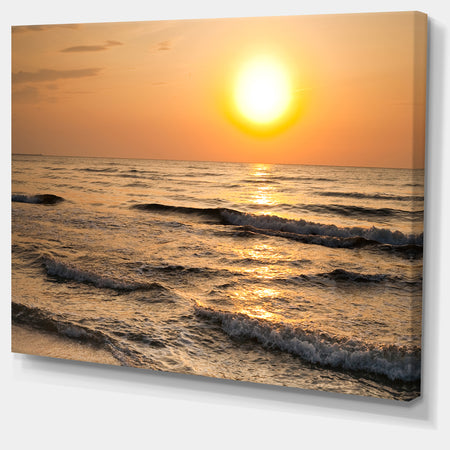 Typical Sunrise with Tranquil Waves - Seashore Canvas Wall Art