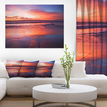 Colorful Tropical Beach with Clouds - Seashore Canvas Wall Art