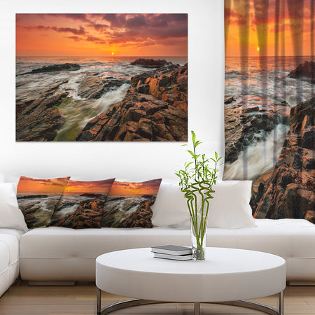 Stormy Waves Rushing Into Rocks - Beach Canvas Wall Art