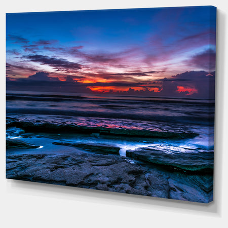 Exotic Dark Blue Coquina Dawn - Beach Canvas Wall Art