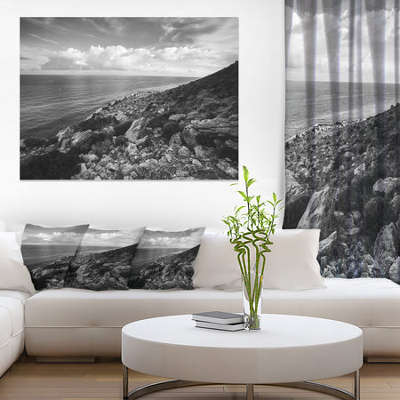 Sunrise over Sicily Black and White - Beach Canvas Wall Art
