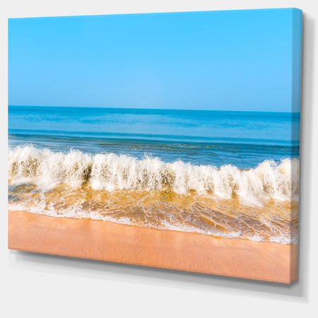Beautiful Blue Sea and Roaring Waves - Beach Canvas Wall Art