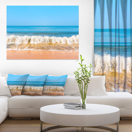 Beautiful Blue Sea and Roaring Waves - Beach Canvas Wall Art