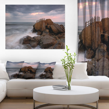 The Fantasy Island with Large Rocks - Contemporary Seascape Art Canvas