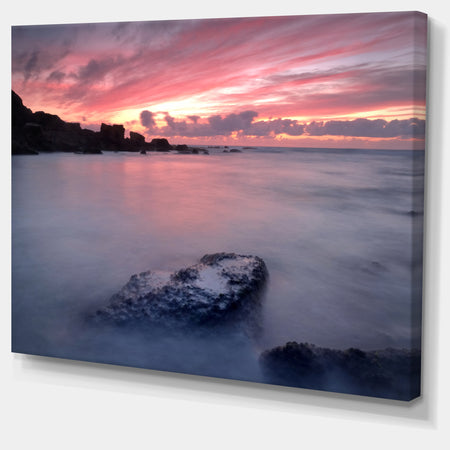 Rocks Dark Samarra Seashore Sintra - Contemporary Seascape Art Canvas
