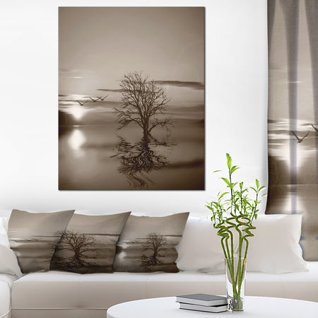 Flying Birds and Lonely Tree - Extra Large Wall Art Landscape