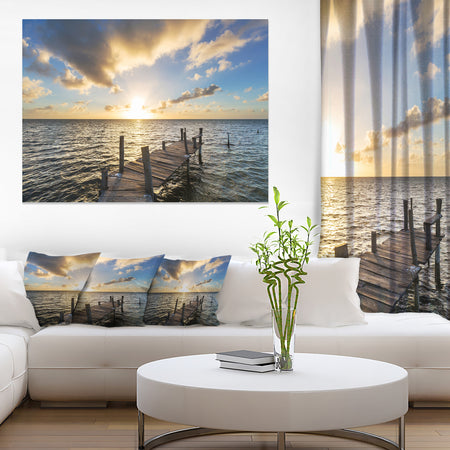 Abandoned Boardwalk in Seashore - Large Sea Bridge Canvas Art Print
