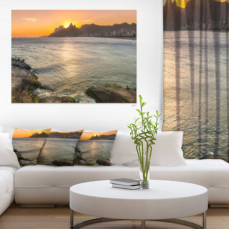 Ipanema in Rio de Janeiro Sunset - Extra Large Seascape Art Canvas