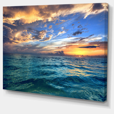Exotic Tropical Beach at Sunset - Modern Seashore Canvas Art