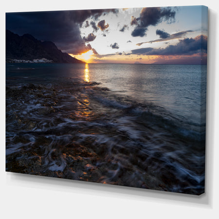 Gloomy Sea Coast at Sunrise - Modern Seashore Canvas Art