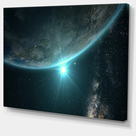Sunrise in Earth from Space - Contemporary Landscape Canvas Art