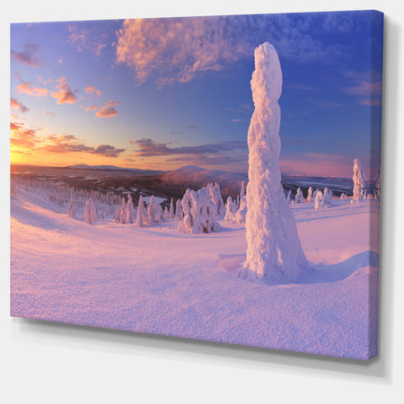Frozen Trees on Mountain Panorama - Landscape Wall Art Canvas Print