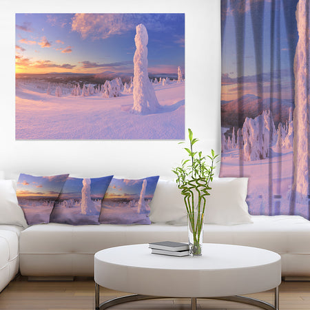 Frozen Trees on Mountain Panorama - Landscape Wall Art Canvas Print