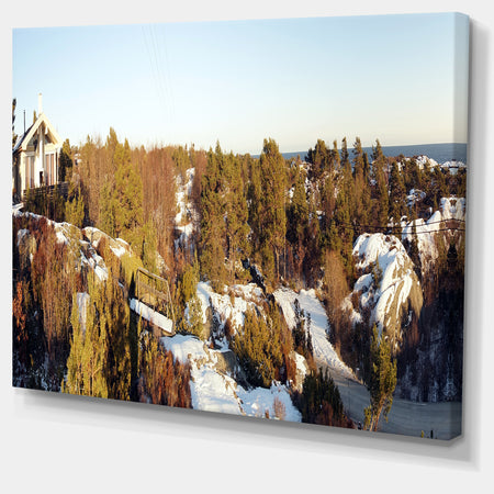 Rocky Coast with Wooden Cottage - Landscape Wall Art Canvas Print