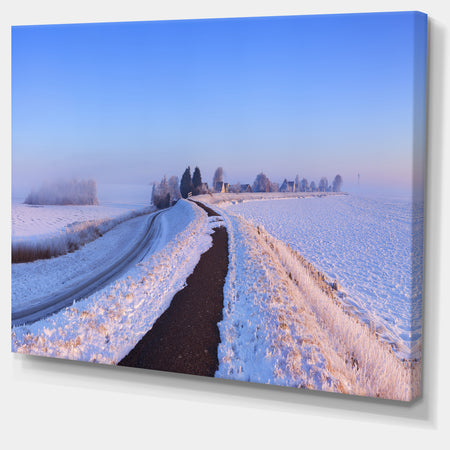 Lake and Dike at Sunrise Panorama - Landscape Wall Art Canvas Print