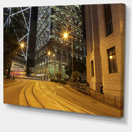 Busy Traffic and City at Night - Cityscape Artwork Canvas