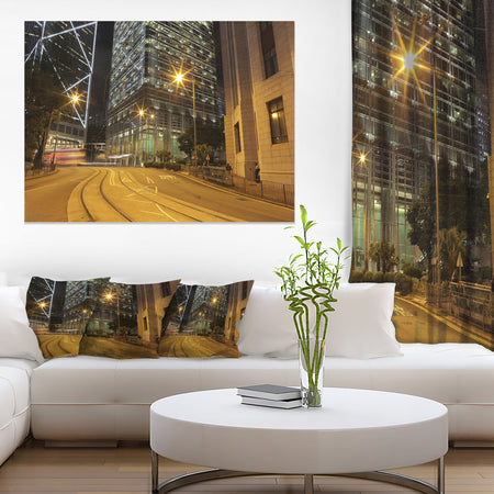 Busy Traffic and City at Night - Cityscape Artwork Canvas