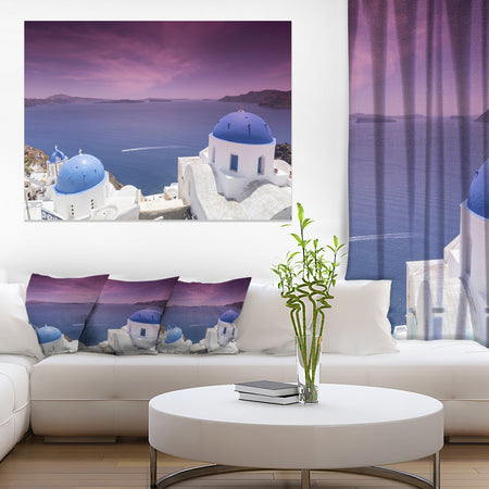 Blue Domed Churches on Caldera - Landscape Print Wall Artwork