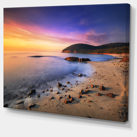 Sunset in Cala Violina Bay Beach - Extra Large Seashore Canvas Art