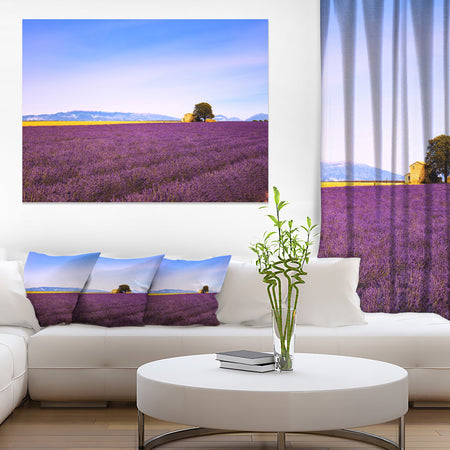 Lavender Flowers with Old House - Oversized Landscape Wall Art Print