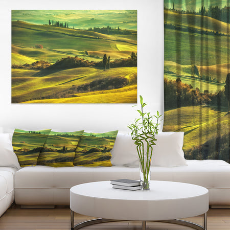 Green Rolling Hills on Misty Sunset - Oversized Landscape Wall Art Print