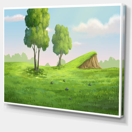 Green Garden with Mound and Trees - Oversized Landscape Wall Art Print