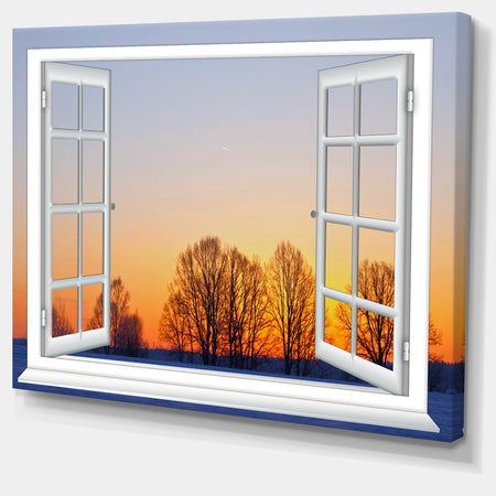 Window to Sunset over the Snow - Oversized Landscape Wall Art Print
