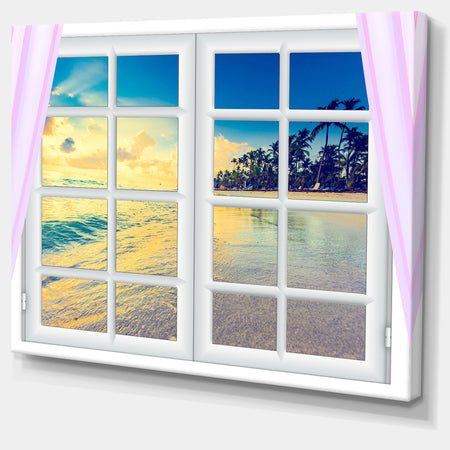 Closed Window to Ocean Sunset - Oversized Landscape Wall Art Print