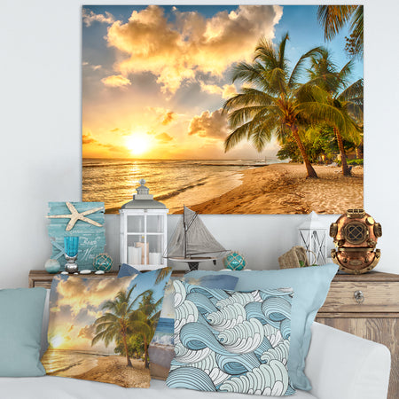 Gorgeous Beach of Island Barbados - Modern Seascape Canvas Artwork