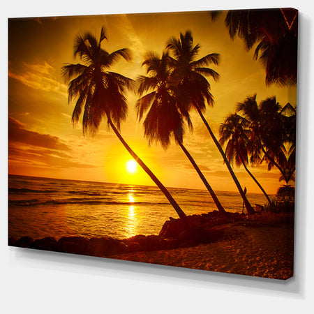Beach Sunset in Island Barbados - Modern Seascape Canvas Artwork