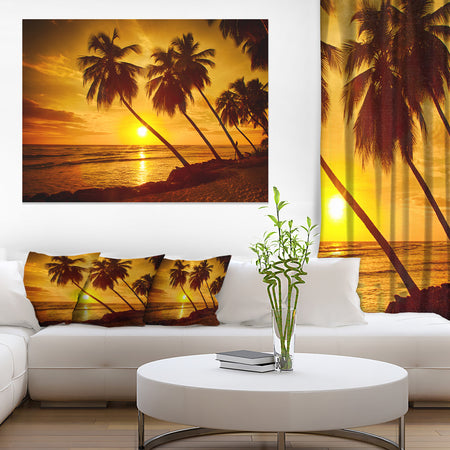 Beach Sunset in Island Barbados - Modern Seascape Canvas Artwork