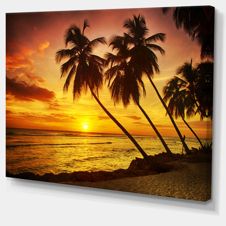 Barbados Island Evening Seashore - Modern Seascape Canvas Artwork