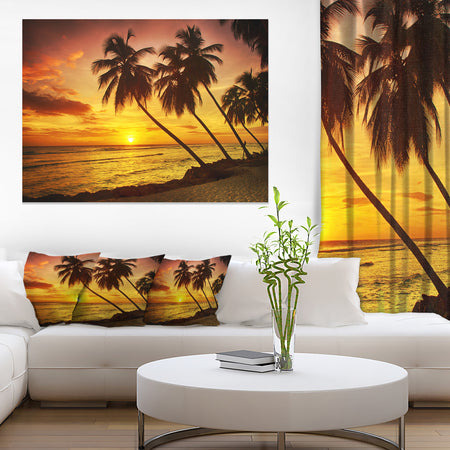 Barbados Island Evening Seashore - Modern Seascape Canvas Artwork