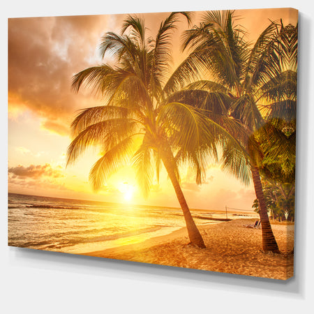Bright Sunset at Barbados Island - Modern Seascape Canvas Artwork