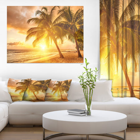 Bright Sunset at Barbados Island - Modern Seascape Canvas Artwork