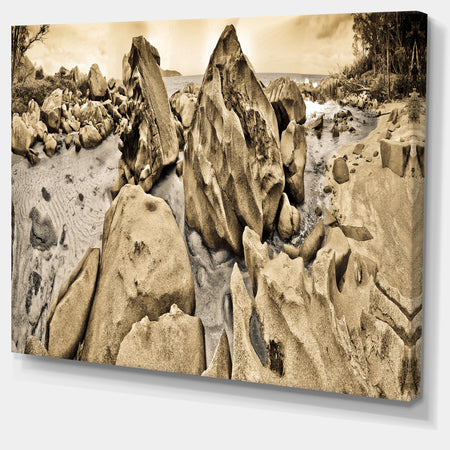 Rocky Praslin Seychelles Panorama - Landscape Art Canvas Print