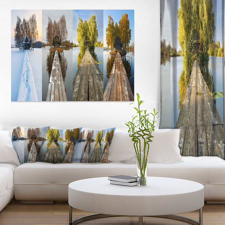 Houses on Small Island Panorama - Modern Seascape Canvas Artwork