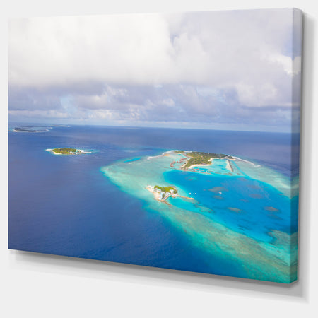 Aerial View of Maldives Island - Modern Seascape Canvas Artwork