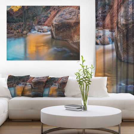 Slow Motion Virgin River at Zion - Landscape Art Canvas Print